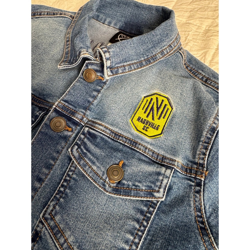 MLS Nashville SC Denim Jacket Youth Medium 10/12 Blue Embroidered Soccer Trucker